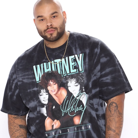 Tops - WHITNEY HOUSTON Tie Dye Concert Tee size 2XL black/ grey